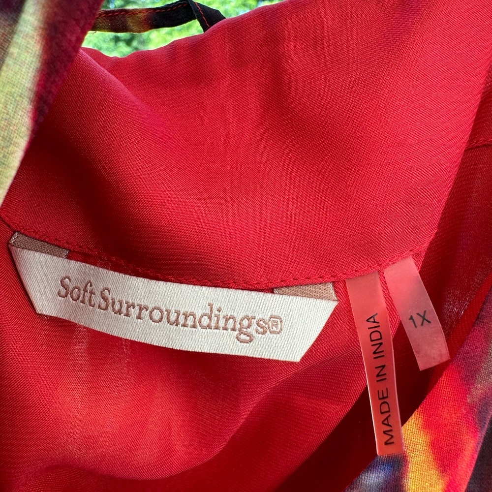 Soft Surroundings Red, Black & Gold Patterned Maxi Dress - Picture 7 of 8